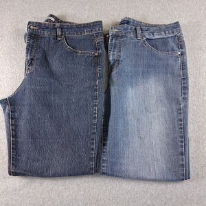 2 Pair Bandolino Mandie Jeans Womens 16P Petite 34x27 Straight High Rise
